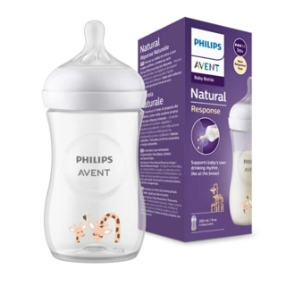 Philips Avent Natural Baby Bottle - 260ml Plastic Giraffe Design - 1m+