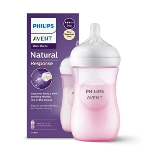 Philips Avent Natural Baby Feeding Bottle - Pink Plastic - 260ml 1m+